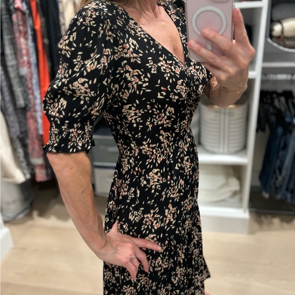 ba&sh Black and Cream Floral Midi Dress - Picture 2 of 9